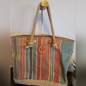 Tory Burch Baja Striped Canvas JadenTote with Rope Handles